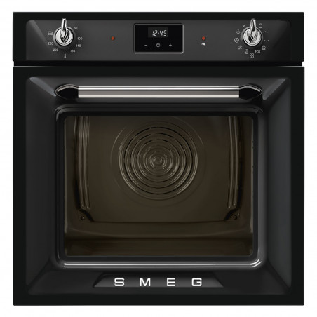 Εντοιχιζόμενος φούρνος Smeg SOP6900TN, 3000 W, 68 λίτρα, Κατηγορία Α, 9 λειτουργίες και 5 επίπεδα ψησίματος, Αυτοκαθαρισμός, Χρονοδιακόπτης, 30-280 °C, Μαύρος