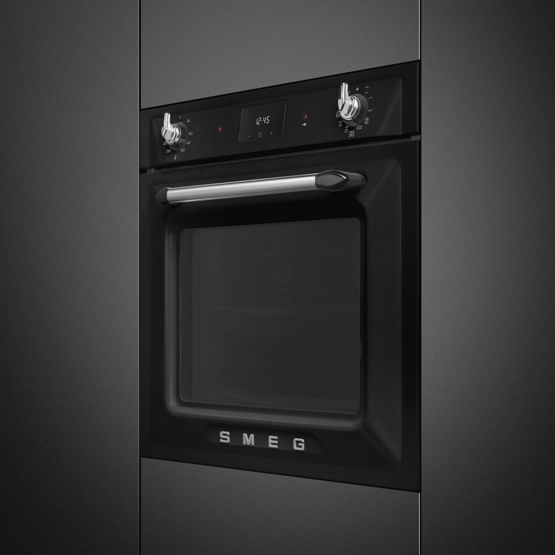 Εντοιχιζόμενος φούρνος Smeg SOP6900TN, 3000 W, 68 λίτρα, Κατηγορία Α, 9 λειτουργίες και 5 επίπεδα ψησίματος, Αυτοκαθαρισμός, Χρονοδιακόπτης, 30-280 °C, Μαύρος
