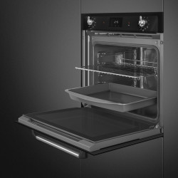 Εντοιχιζόμενος φούρνος Smeg SOP6900TN, 3000 W, 68 λίτρα, Κατηγορία Α, 9 λειτουργίες και 5 επίπεδα ψησίματος, Αυτοκαθαρισμός, Χρονοδιακόπτης, 30-280 °C, Μαύρος