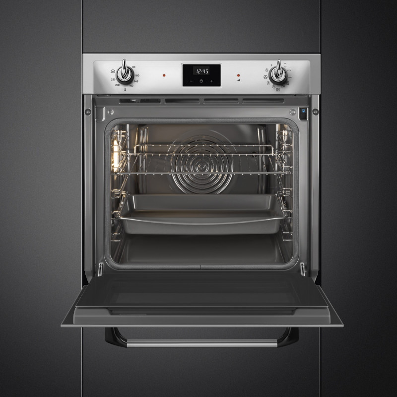 Εντοιχιζόμενος φούρνος Smeg SOP6900TX, 3000 W, 68 λίτρα, Κατηγορία Α, 9 λειτουργίες και 5 επίπεδα ψησίματος, Αυτοκαθαρισμός, Χρονοδιακόπτης, 30-280 °C, Ανοξείδωτο