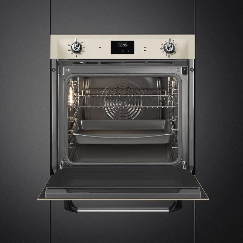 Εντοιχιζόμενος φούρνος Smeg SOP6900TP, 3000 W, 68 λίτρα, Κατηγορία Α, 9 λειτουργίες και 5 επίπεδα ψησίματος, Αυτοκαθαρισμός, Χρονοδιακόπτης, 30-280 °C, Κρεμ