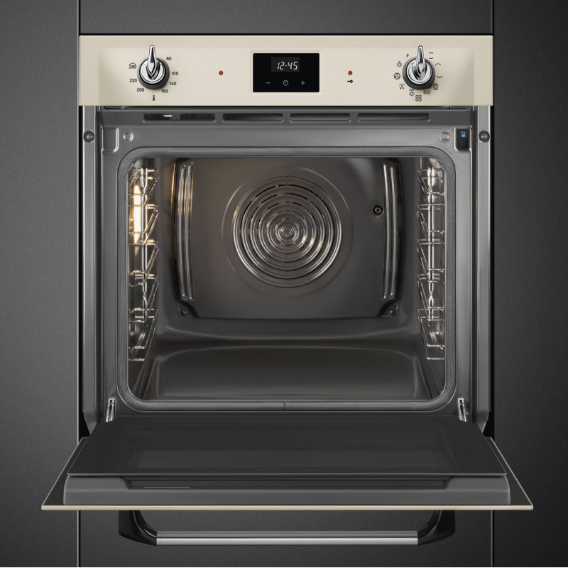 Εντοιχιζόμενος φούρνος Smeg SOP6900TP, 3000 W, 68 λίτρα, Κατηγορία Α, 9 λειτουργίες και 5 επίπεδα ψησίματος, Αυτοκαθαρισμός, Χρονοδιακόπτης, 30-280 °C, Κρεμ