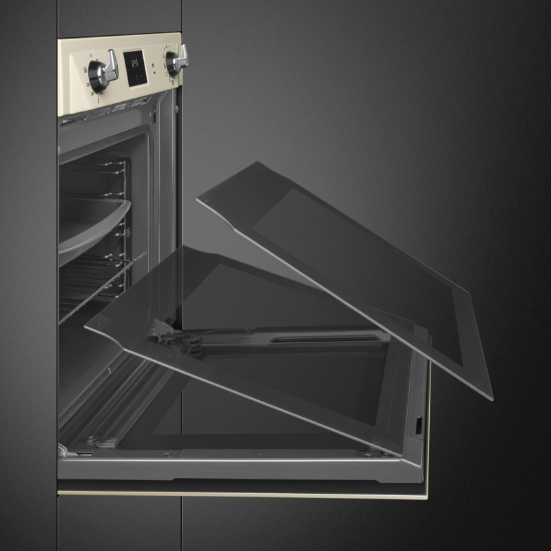 Εντοιχιζόμενος φούρνος Smeg SOP6900TP, 3000 W, 68 λίτρα, Κατηγορία Α, 9 λειτουργίες και 5 επίπεδα ψησίματος, Αυτοκαθαρισμός, Χρονοδιακόπτης, 30-280 °C, Κρεμ