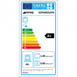 Εντοιχισμένος φούρνος Smeg SOP6902S2PN, 3000 W, 68 λίτρα, κλάση A++, 12 λειτουργίες και 5 επίπεδα μαγειρέματος, Μαγείρεμα με συνδυασμένο ατμό, Αυτοκαθαρισμός, Χρονοδιακόπτης, 30-280 °C, Μαύρο