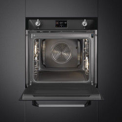 Εντοιχισμένος φούρνος Smeg SOP6902S2PN, 3000 W, 68 λίτρα, κλάση A++, 12 λειτουργίες και 5 επίπεδα μαγειρέματος, Μαγείρεμα με συνδυασμένο ατμό, Αυτοκαθαρισμός, Χρονοδιακόπτης, 30-280 °C, Μαύρο
