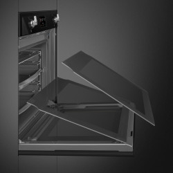 Εντοιχισμένος φούρνος Smeg SOP6902S2PN, 3000 W, 68 λίτρα, κλάση A++, 12 λειτουργίες και 5 επίπεδα μαγειρέματος, Μαγείρεμα με συνδυασμένο ατμό, Αυτοκαθαρισμός, Χρονοδιακόπτης, 30-280 °C, Μαύρο