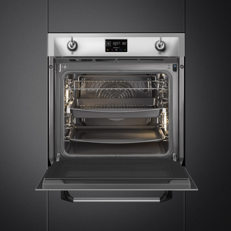 Εντοιχιζόμενος φούρνος Smeg SOP6902S2PX, 3000 W, 68 λίτρα, κλάση A++, 12 λειτουργίες και 5 επίπεδα μαγειρέματος, Μαγείρεμα με συνδυασμό ατμού, Αυτοκαθαρισμός, Χρονοδιακόπτης, 30-280 °C, Ανοξείδωτο