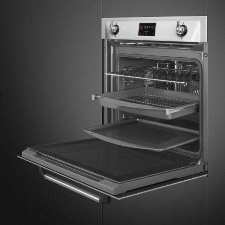 Εντοιχιζόμενος φούρνος Smeg SOP6902S2PX, 3000 W, 68 λίτρα, κλάση A++, 12 λειτουργίες και 5 επίπεδα μαγειρέματος, Μαγείρεμα με συνδυασμό ατμού, Αυτοκαθαρισμός, Χρονοδιακόπτης, 30-280 °C, Ανοξείδωτο