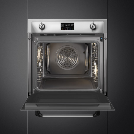 Εντοιχιζόμενος φούρνος Smeg SOP6902S2PX, 3000 W, 68 λίτρα, κλάση A++, 12 λειτουργίες και 5 επίπεδα μαγειρέματος, Μαγείρεμα με συνδυασμό ατμού, Αυτοκαθαρισμός, Χρονοδιακόπτης, 30-280 °C, Ανοξείδωτο