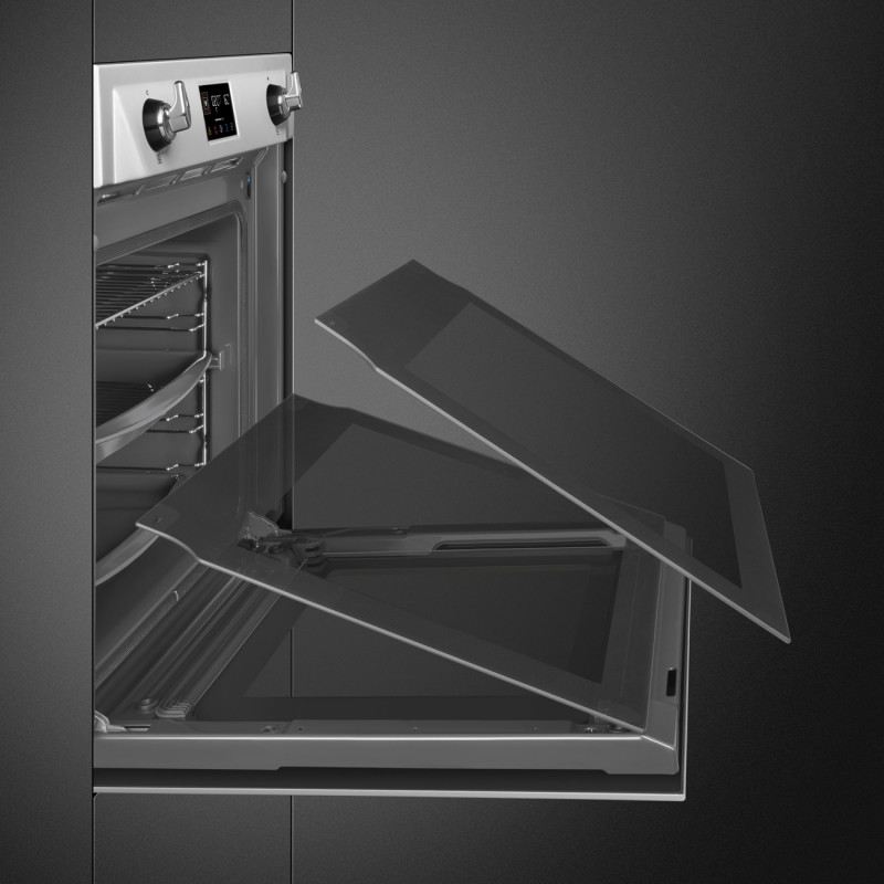 Εντοιχιζόμενος φούρνος Smeg SOP6902S2PX, 3000 W, 68 λίτρα, κλάση A++, 12 λειτουργίες και 5 επίπεδα μαγειρέματος, Μαγείρεμα με συνδυασμό ατμού, Αυτοκαθαρισμός, Χρονοδιακόπτης, 30-280 °C, Ανοξείδωτο