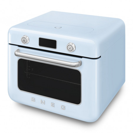 Μίνι φούρνος με συνδυασμό ατμού Smeg COF01PBEU, 1800 W, 10 λειτουργίες, οθόνη LCD, 40-230 °C, παστέλ μπλε