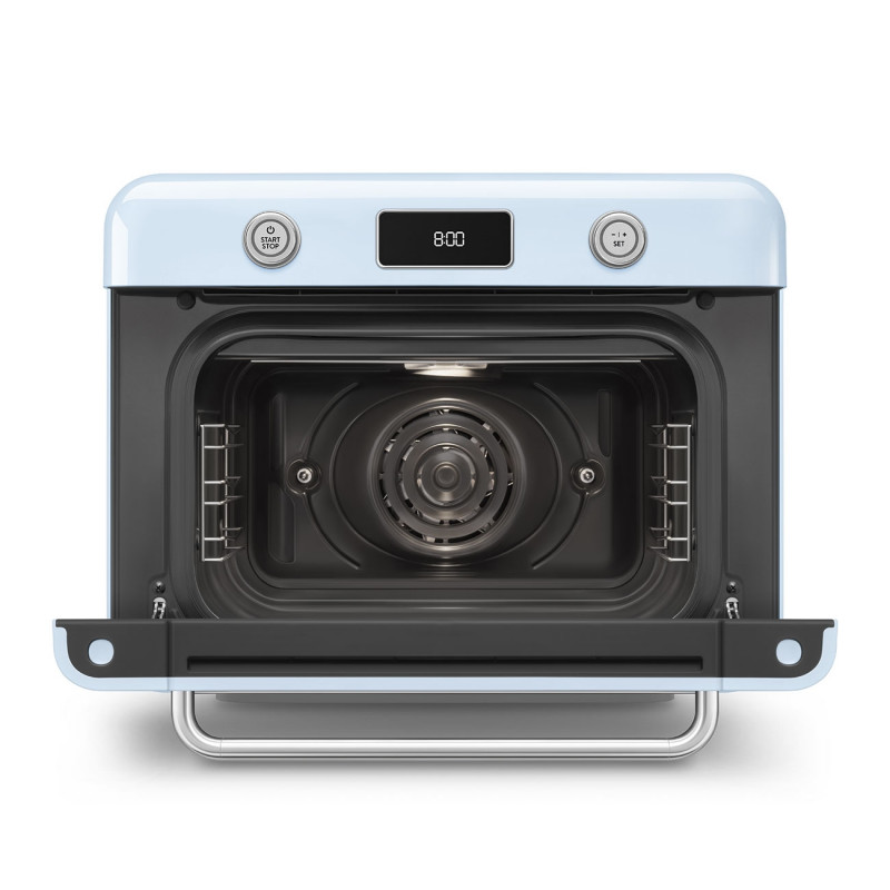 Μίνι φούρνος με συνδυασμό ατμού Smeg COF01PBEU, 1800 W, 10 λειτουργίες, οθόνη LCD, 40-230 °C, παστέλ μπλε