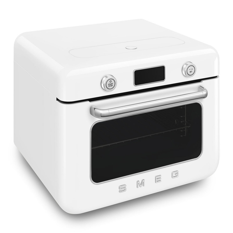 Μίνι φούρνος με συνδυασμό ατμού Smeg COF01WHEU, 1800 W, 10 λειτουργίες, οθόνη LCD, 40-230 °C, Λευκό