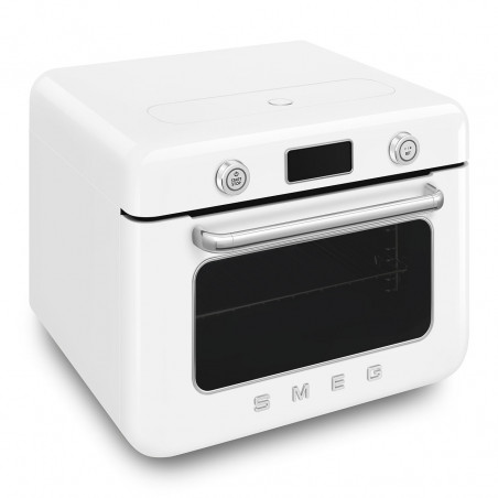 Μίνι φούρνος με συνδυασμό ατμού Smeg COF01WHEU, 1800 W, 10 λειτουργίες, οθόνη LCD, 40-230 °C, Λευκό