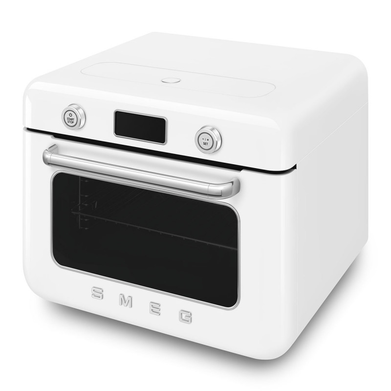 Μίνι φούρνος με συνδυασμό ατμού Smeg COF01WHEU, 1800 W, 10 λειτουργίες, οθόνη LCD, 40-230 °C, Λευκό