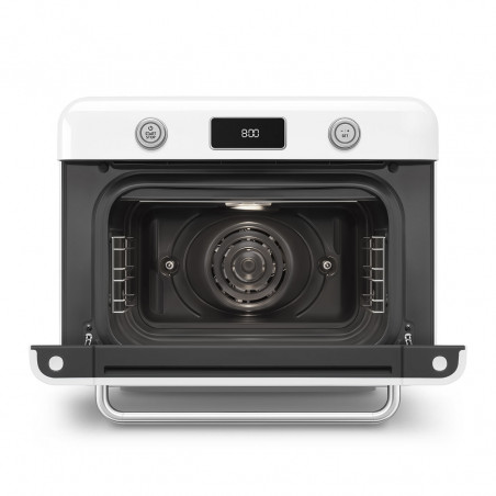 Μίνι φούρνος με συνδυασμό ατμού Smeg COF01WHEU, 1800 W, 10 λειτουργίες, οθόνη LCD, 40-230 °C, Λευκό