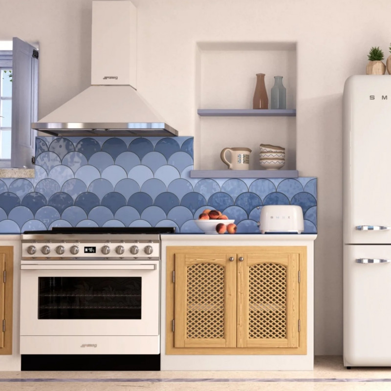 Απορροφητήρας SMEG Portofino KPF9WH, 275 W, Α+, 781 μ³/ώρα, 3 ταχύτητες, 3 φίλτρα, βαλβίδα αντεπιστροφής, ανοξείδωτο, LED, λευκό