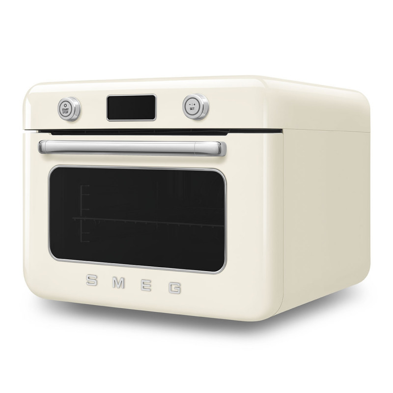 Μίνι φούρνος με συνδυασμό ατμού Smeg COF01CREU, 1800 W, 10 λειτουργίες, οθόνη LCD, 40-230 °C, Κρεμ