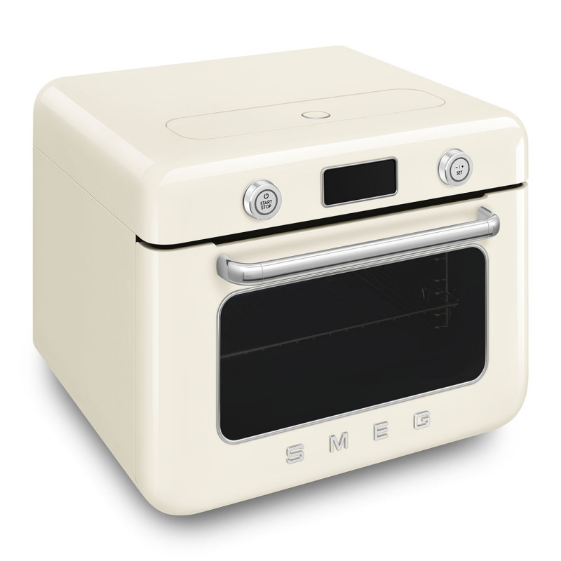 Μίνι φούρνος με συνδυασμό ατμού Smeg COF01CREU, 1800 W, 10 λειτουργίες, οθόνη LCD, 40-230 °C, Κρεμ