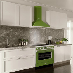Απορροφητήρας SMEG Portofino KPF9OG, 275 W, Α+, 781 μ³/ώρα, 3 ταχύτητες, 3 φίλτρα, βαλβίδα αντεπιστροφής, ανοξείδωτο, LED, πράσινο