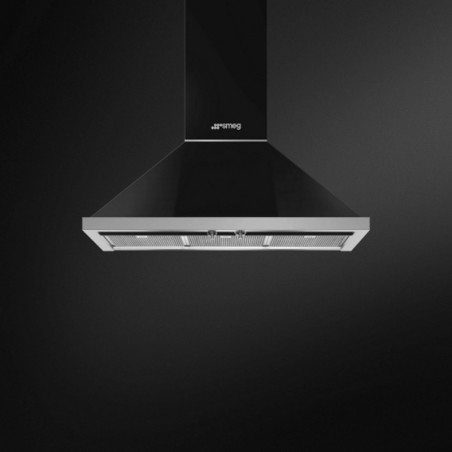 Απορροφητήρας SMEG Portofino KPF9BL, 275 W, Α+, 781 μ³/ώρα, 3 ταχύτητες, 3 φίλτρα, βαλβίδα αντεπιστροφής, ανοξείδωτο ατσάλι, LED, μαύρο