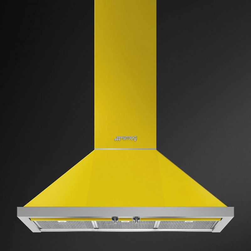 Απορροφητήρας SMEG Portofino KPF9YW, 275 W, Α+, 781 μ³/ώρα, 3 ταχύτητες, 3 φίλτρα, βαλβίδα αντεπιστροφής, ανοξείδωτο, LED, κίτρινος