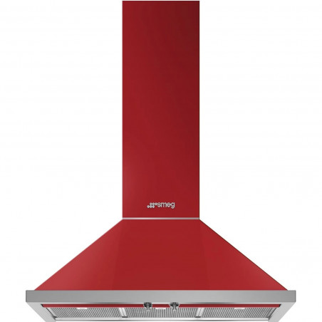 Απορροφητήρας SMEG Portofino KPF9RD, 275 W, Α+, 781 μ³/ώρα, 3 ταχύτητες, 3 φίλτρα, βαλβίδα αντεπιστροφής, ανοξείδωτο, LED, κόκκινο