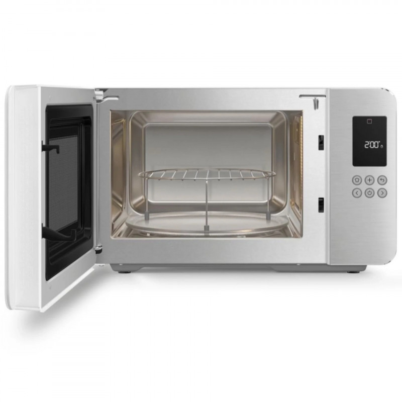 Φούρνος μικροκυμάτων με γκριλ 4 σε 1 SMEG Collezione MOC01WHMEU, 1900 W, 29 λίτρα, 18 προγράμματα, Ομαλό κλείσιμο, Ηχητική ειδοποίηση, Οθόνη LCD, Λευκό ματ