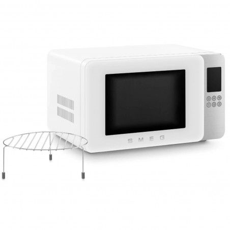 Φούρνος μικροκυμάτων με γκριλ 4 σε 1 SMEG Collezione MOC01WHMEU, 1900 W, 29 λίτρα, 18 προγράμματα, Ομαλό κλείσιμο, Ηχητική ειδοποίηση, Οθόνη LCD, Λευκό ματ