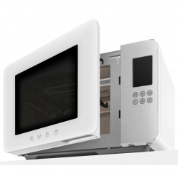 Φούρνος μικροκυμάτων με γκριλ 4 σε 1 SMEG Collezione MOC01WHMEU, 1900 W, 29 λίτρα, 18 προγράμματα, Ομαλό κλείσιμο, Ηχητική ειδοποίηση, Οθόνη LCD, Λευκό ματ