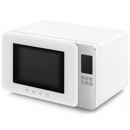 Φούρνος μικροκυμάτων με γκριλ 4 σε 1 SMEG Collezione MOC01WHMEU, 1900 W, 29 λίτρα, 18 προγράμματα, Ομαλό κλείσιμο, Ηχητική ειδοποίηση, Οθόνη LCD, Λευκό ματ