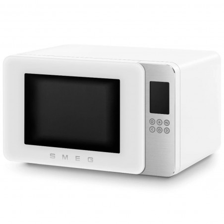 Φούρνος μικροκυμάτων με γκριλ 4 σε 1 SMEG Collezione MOC01WHMEU, 1900 W, 29 λίτρα, 18 προγράμματα, Ομαλό κλείσιμο, Ηχητική ειδοποίηση, Οθόνη LCD, Λευκό ματ
