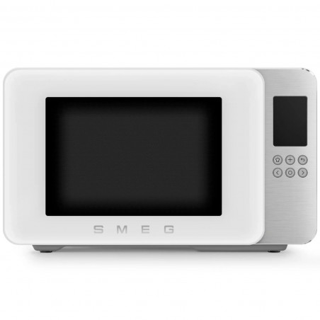 Φούρνος μικροκυμάτων με γκριλ 4 σε 1 SMEG Collezione MOC01WHMEU, 1900 W, 29 λίτρα, 18 προγράμματα, Ομαλό κλείσιμο, Ηχητική ειδοποίηση, Οθόνη LCD, Λευκό ματ