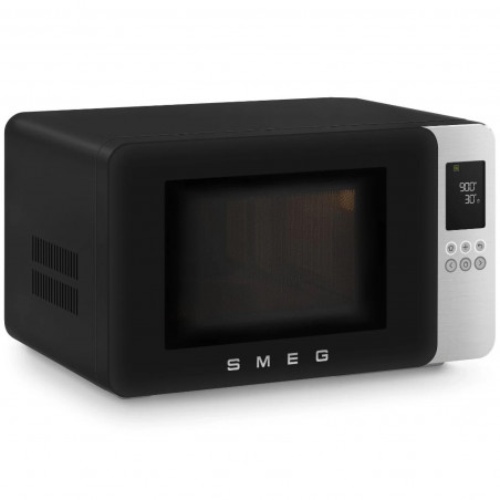 Φούρνος μικροκυμάτων με γκριλ 4 σε 1 SMEG Collezione MOC01BLMEU, 1900 W, 29 λίτρα, 18 προγράμματα, Ομαλό κλείσιμο, Ηχητική ειδοποίηση, Οθόνη LCD, Μαύρο ματ