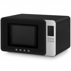 Φούρνος μικροκυμάτων με γκριλ 4 σε 1 SMEG Collezione MOC01BLMEU, 1900 W, 29 λίτρα, 18 προγράμματα, Ομαλό κλείσιμο, Ηχητική ειδοποίηση, Οθόνη LCD, Μαύρο ματ