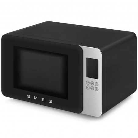 Φούρνος μικροκυμάτων με γκριλ 4 σε 1 SMEG Collezione MOC01BLMEU, 1900 W, 29 λίτρα, 18 προγράμματα, Ομαλό κλείσιμο, Ηχητική ειδοποίηση, Οθόνη LCD, Μαύρο ματ