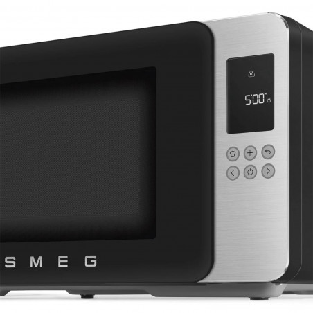 Φούρνος μικροκυμάτων με γκριλ 4 σε 1 SMEG Collezione MOC01BLMEU, 1900 W, 29 λίτρα, 18 προγράμματα, Ομαλό κλείσιμο, Ηχητική ειδοποίηση, Οθόνη LCD, Μαύρο ματ
