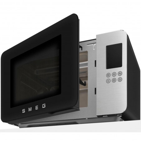Φούρνος μικροκυμάτων με γκριλ 4 σε 1 SMEG Collezione MOC01BLMEU, 1900 W, 29 λίτρα, 18 προγράμματα, Ομαλό κλείσιμο, Ηχητική ειδοποίηση, Οθόνη LCD, Μαύρο ματ