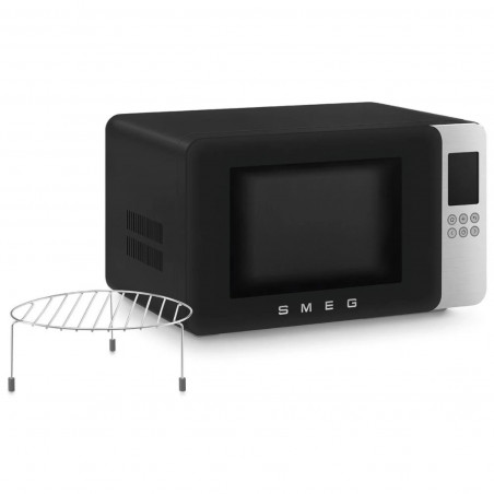 Φούρνος μικροκυμάτων με γκριλ 4 σε 1 SMEG Collezione MOC01BLMEU, 1900 W, 29 λίτρα, 18 προγράμματα, Ομαλό κλείσιμο, Ηχητική ειδοποίηση, Οθόνη LCD, Μαύρο ματ