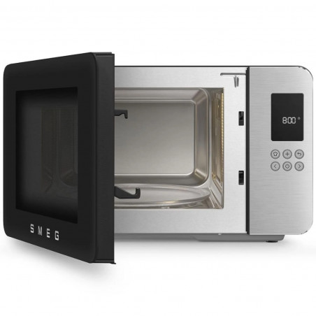 Φούρνος μικροκυμάτων με γκριλ 4 σε 1 SMEG Collezione MOC01BLMEU, 1900 W, 29 λίτρα, 18 προγράμματα, Ομαλό κλείσιμο, Ηχητική ειδοποίηση, Οθόνη LCD, Μαύρο ματ