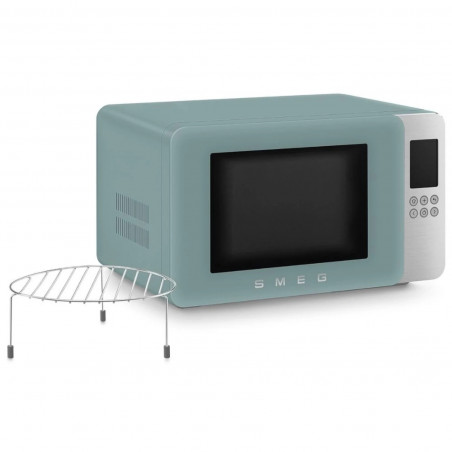 Φούρνος μικροκυμάτων με γκριλ 4 σε 1 SMEG Collezione MOC01EGMEU, 1900 W, 29 λίτρα, 18 προγράμματα, Ομαλό κλείσιμο, Ηχητική ειδοποίηση, Οθόνη LCD, Πράσινος