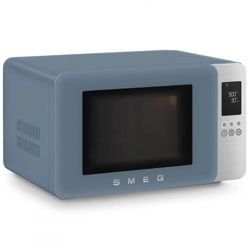 Φούρνος μικροκυμάτων με γκριλ 4 σε 1 SMEG Collezione MOC01SBMEU, 1900 W, 29 λίτρα, 18 προγράμματα, Ομαλό κλείσιμο, Ηχητική ειδοποίηση, Οθόνη LCD, Μπλε