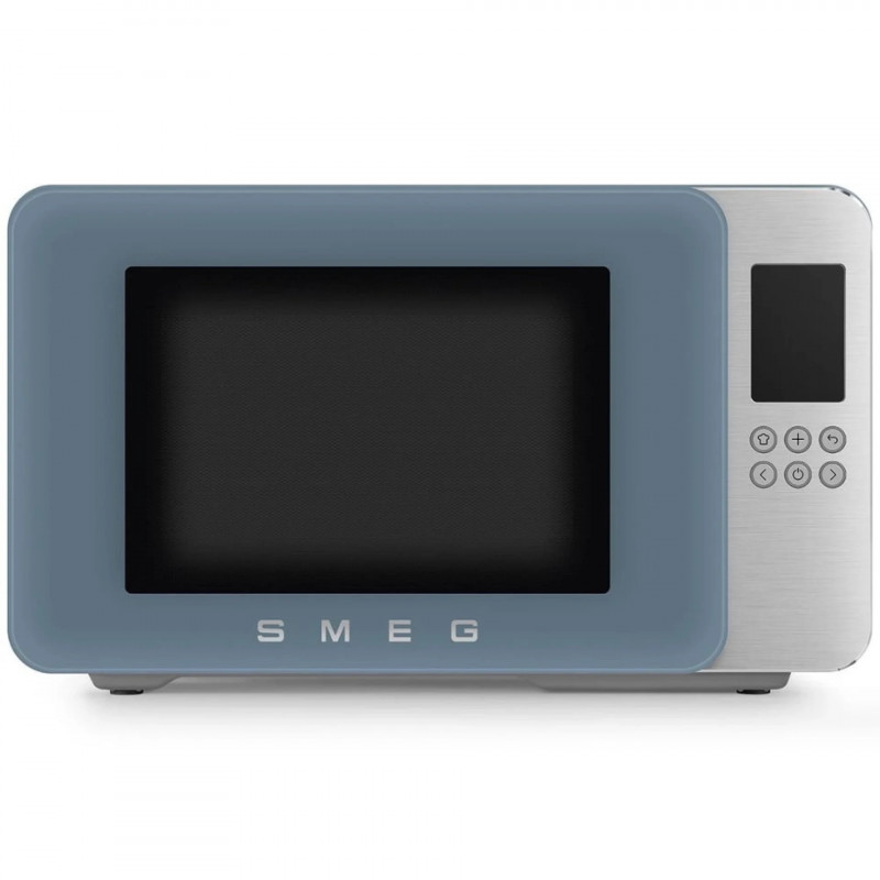 Φούρνος μικροκυμάτων με γκριλ 4 σε 1 SMEG Collezione MOC01SBMEU, 1900 W, 29 λίτρα, 18 προγράμματα, Ομαλό κλείσιμο, Ηχητική ειδοποίηση, Οθόνη LCD, Μπλε
