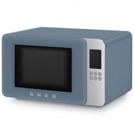Φούρνος μικροκυμάτων με γκριλ 4 σε 1 SMEG Collezione MOC01SBMEU, 1900 W, 29 λίτρα, 18 προγράμματα, Ομαλό κλείσιμο, Ηχητική ειδοποίηση, Οθόνη LCD, Μπλε