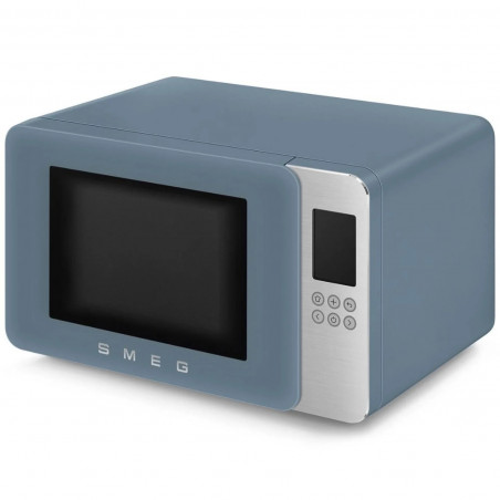 Φούρνος μικροκυμάτων με γκριλ 4 σε 1 SMEG Collezione MOC01SBMEU, 1900 W, 29 λίτρα, 18 προγράμματα, Ομαλό κλείσιμο, Ηχητική ειδοποίηση, Οθόνη LCD, Μπλε