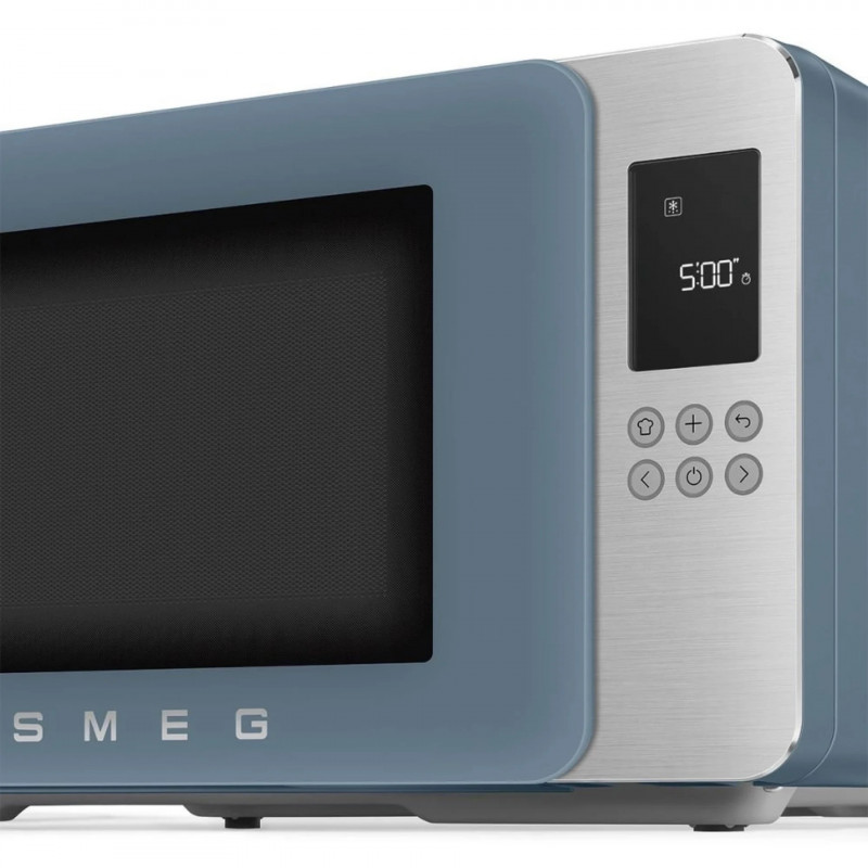Φούρνος μικροκυμάτων με γκριλ 4 σε 1 SMEG Collezione MOC01SBMEU, 1900 W, 29 λίτρα, 18 προγράμματα, Ομαλό κλείσιμο, Ηχητική ειδοποίηση, Οθόνη LCD, Μπλε