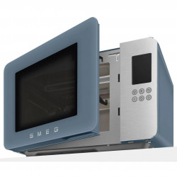 Φούρνος μικροκυμάτων με γκριλ 4 σε 1 SMEG Collezione MOC01SBMEU, 1900 W, 29 λίτρα, 18 προγράμματα, Ομαλό κλείσιμο, Ηχητική ειδοποίηση, Οθόνη LCD, Μπλε
