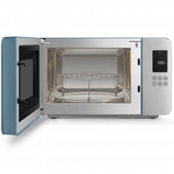 Φούρνος μικροκυμάτων με γκριλ 4 σε 1 SMEG Collezione MOC01SBMEU, 1900 W, 29 λίτρα, 18 προγράμματα, Ομαλό κλείσιμο, Ηχητική ειδοποίηση, Οθόνη LCD, Μπλε