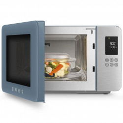 Φούρνος μικροκυμάτων με γκριλ 4 σε 1 SMEG Collezione MOC01SBMEU, 1900 W, 29 λίτρα, 18 προγράμματα, Ομαλό κλείσιμο, Ηχητική ειδοποίηση, Οθόνη LCD, Μπλε