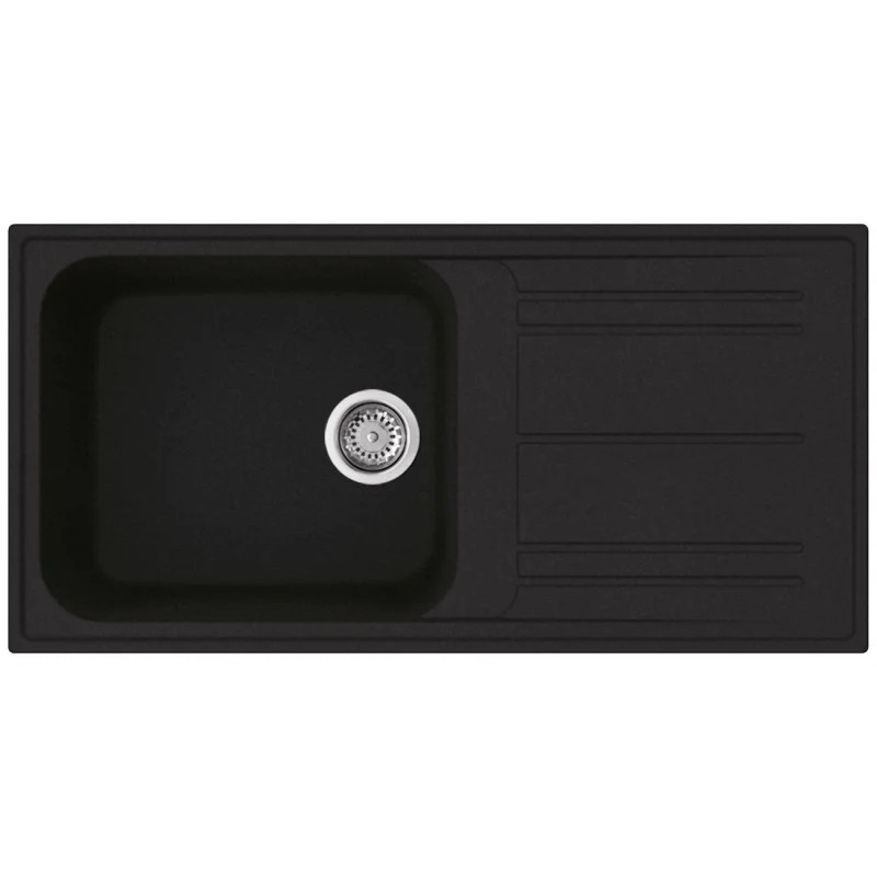 Νιπτήρας κουζίνας Smeg LZ150A2, 100 εκ., Ανθεκτικό στις γρατσουνιές υλικό, Εύκολος στον καθαρισμό, Μαύρος